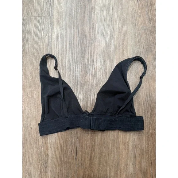 SKIMS Cotton Rib Triangle Bralette Onyx Black Size XL Womens Ribbed Bra - Picture 4 of 8